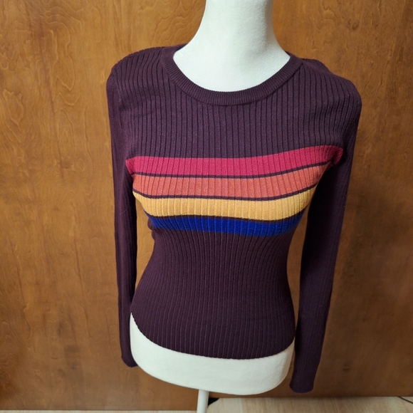 NWT It's Our Time Multicolor Striped Long Sleeve Top - Picture 6 of 6